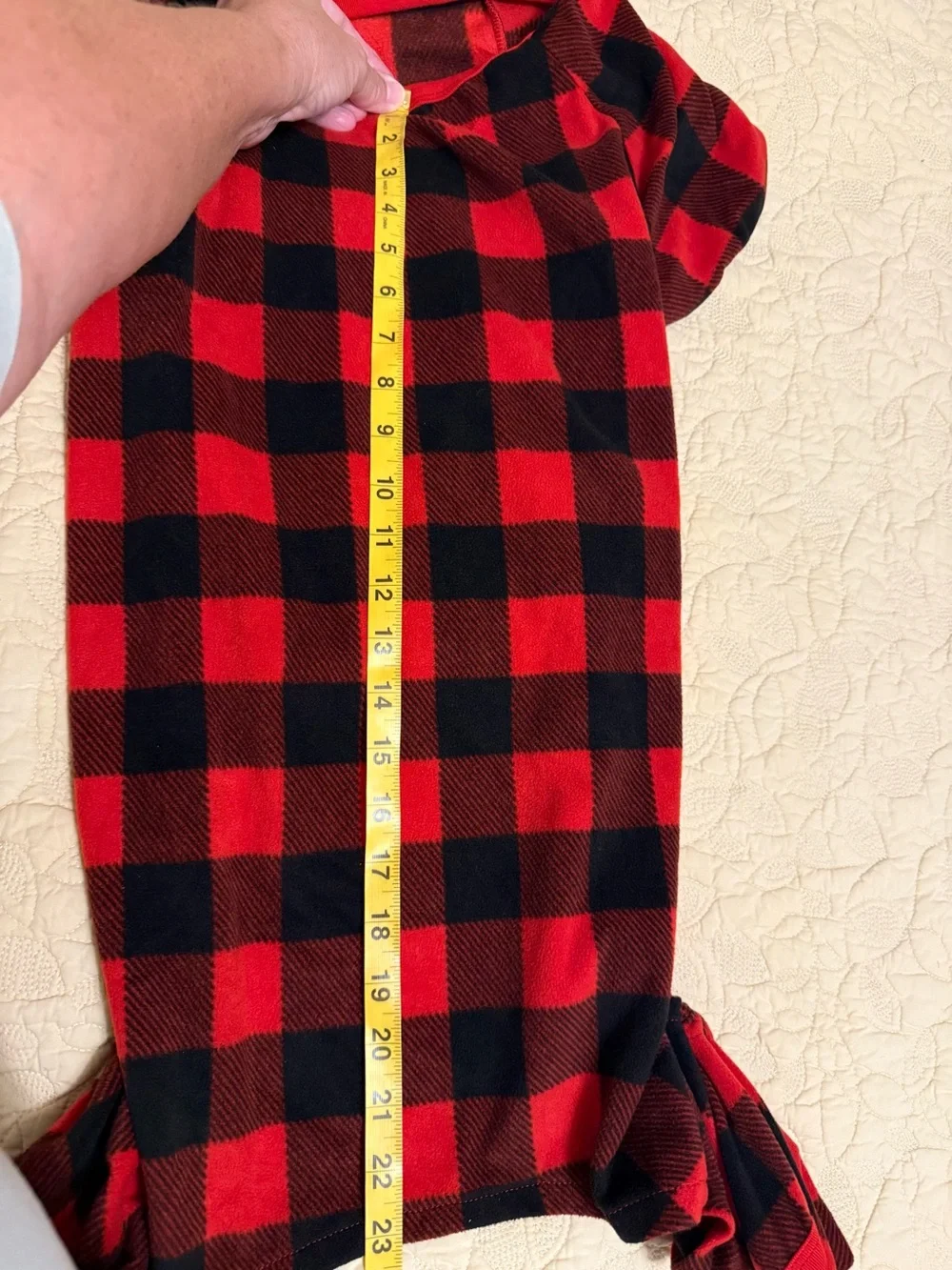 Dog Pajamas One-Piece XL Red & Black Plaid Warm Polyester Spandex